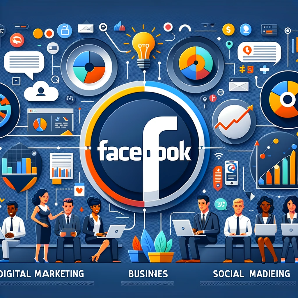 DALL.E-2023-12-31-18.01.59---A-horizontal-infographic-style-image-representing-Facebook-for-business.-The-image-features-a-sleek-design-with-the-Facebook-logo-digital-marketing-t